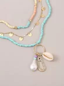 3 cái Vỏ Quyến Rũ Vòng Cổ Cườm Ngẫu Nhiên - Nhiều màu - Xem 3