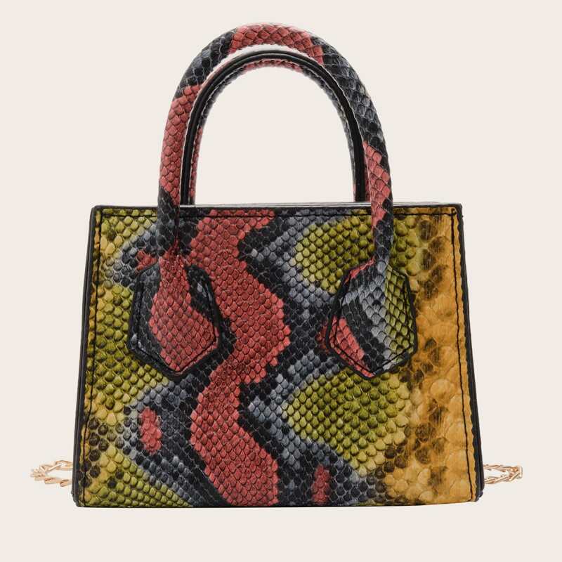 

Mini Snakeskin Satchel Bag, Yellow