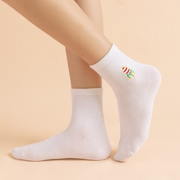 

Rocket Embroidery Socks, White