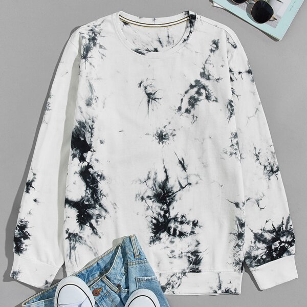 

Men Tie Dye Sweatshirt, Black and white