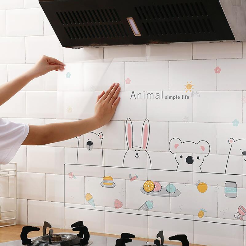 

1pc Cartoon Graphic Random Oil-proof Wall Sticker, Multicolor