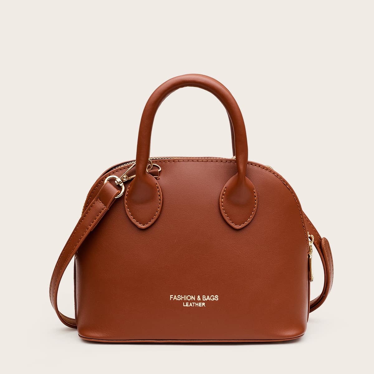 Image of Curved Top Double Handle Satchel Bag