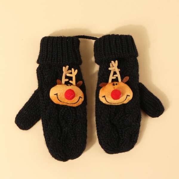 

Kids Christmas Deer Gloves, Black
