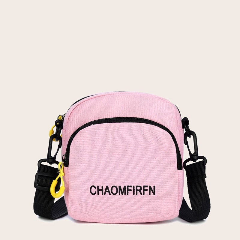 

Letter Graphic Crossbody Bag, Pink