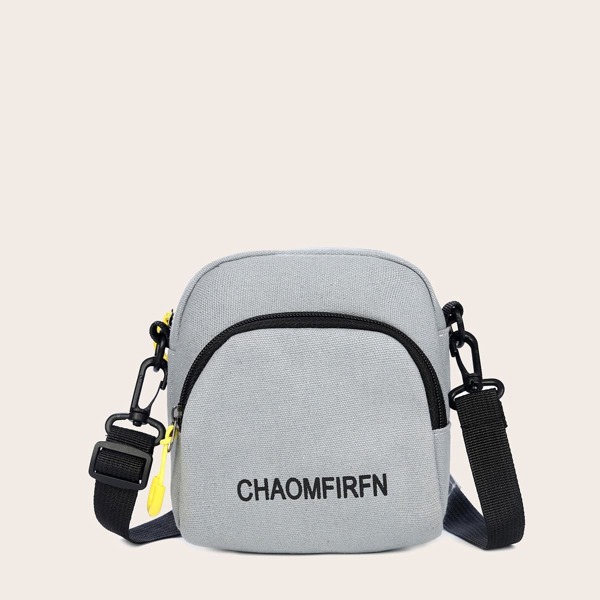 

Letter Graphic Crossbody Bag, Light grey