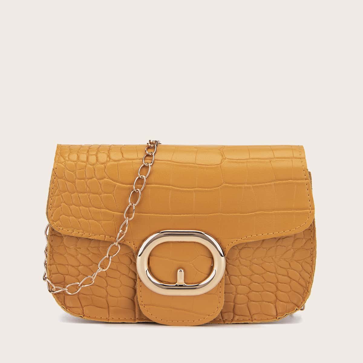 

Crocodile Chain Crossbody Bag, Yellow