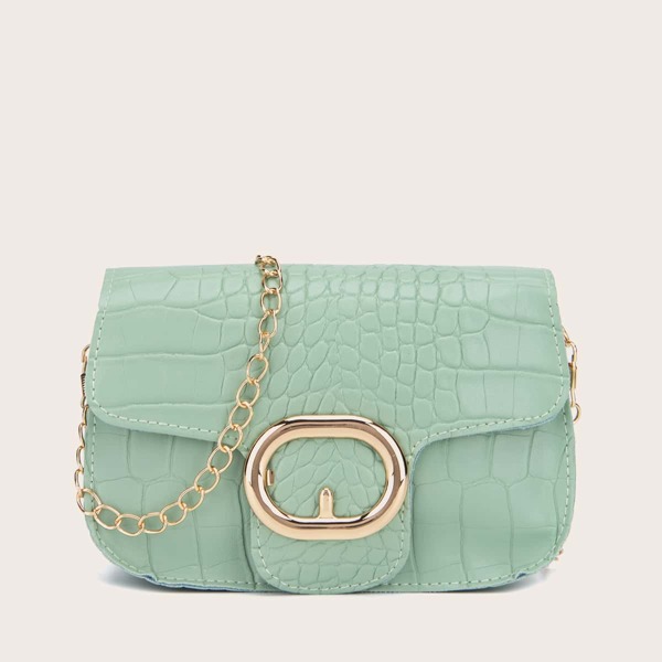 

Crocodile Chain Crossbody Bag, Green