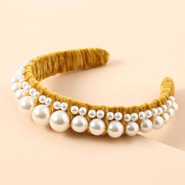 

Faux Pearl Decor Hair Hoop, Yellow