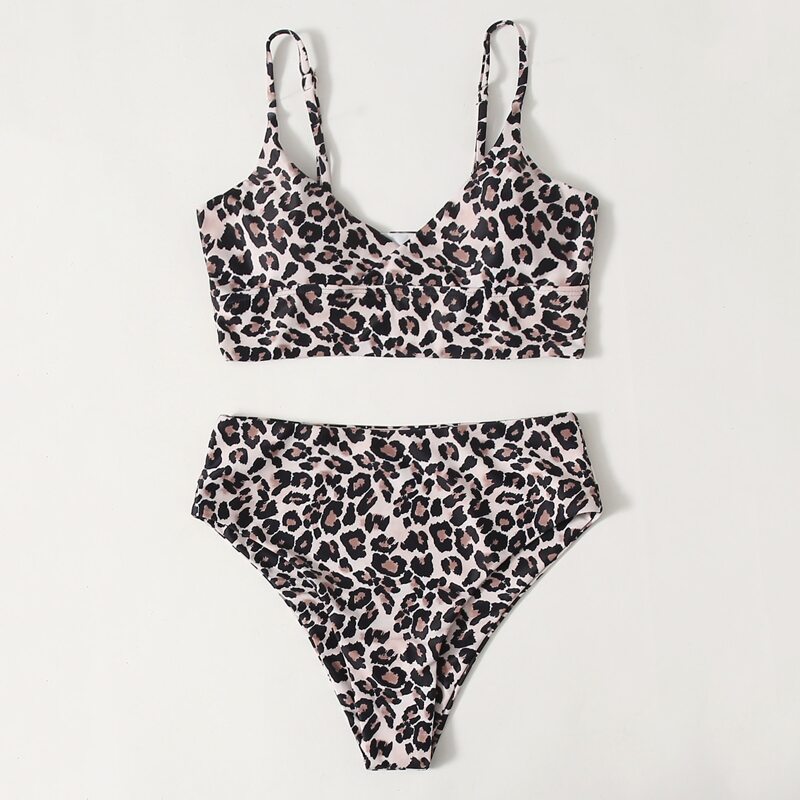 

Leopard High Waisted Bikini Swimsuit, Multicolor