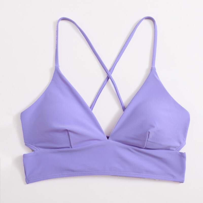 

Criss Cross Tie Back Bikini Top, Pastel violet purple
