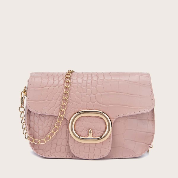 

Crocodile Chain Crossbody Bag, Pink