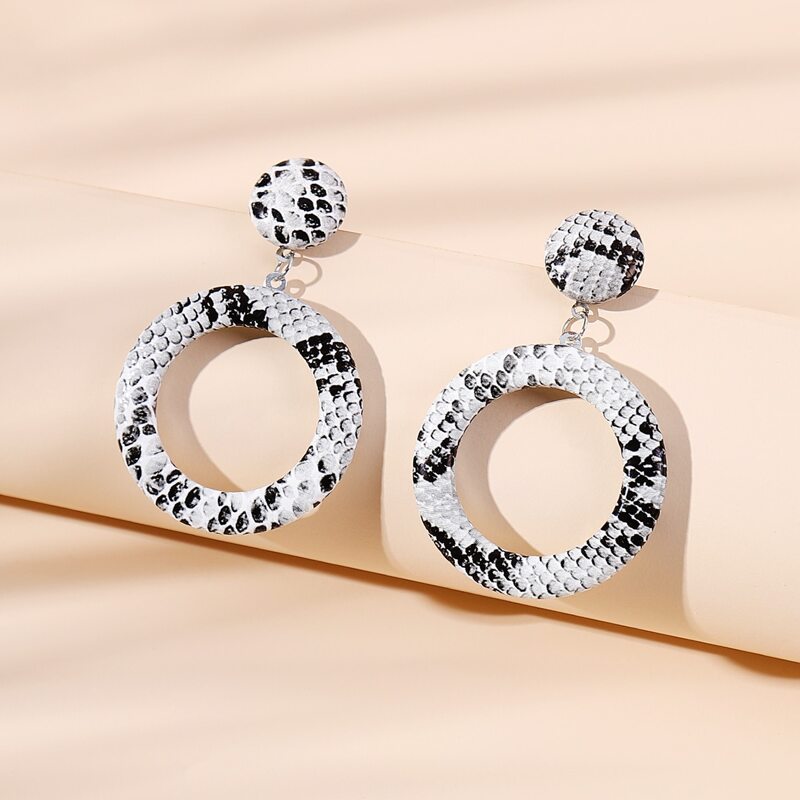 

Snakeskin Drop Earrings, Black and white