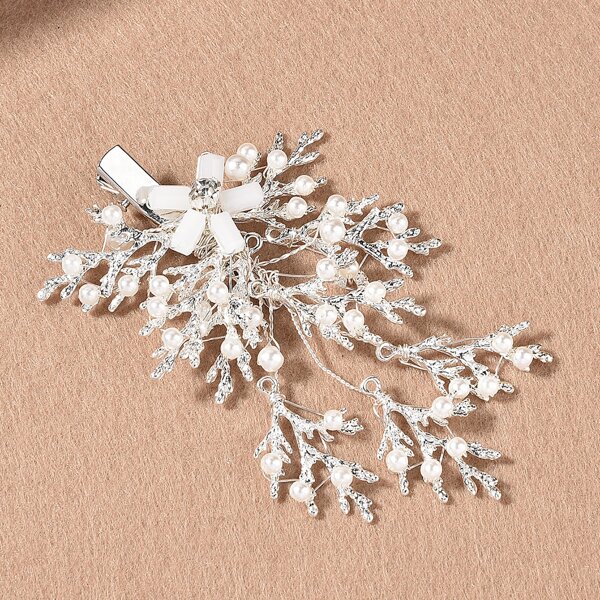 

Faux Pearl Decor Hair Clip, Silver