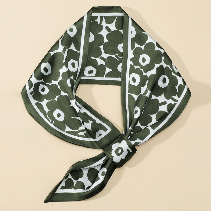 

Floral Pattern Twilly Scarf, Green