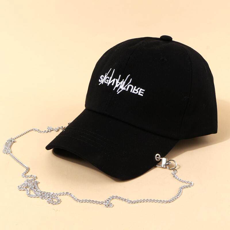 

Guys Chain Decor Baseball Cap, Black