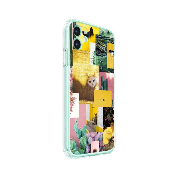 

Коллаж для iPhone с кактусом и кошкой, Многоцветный