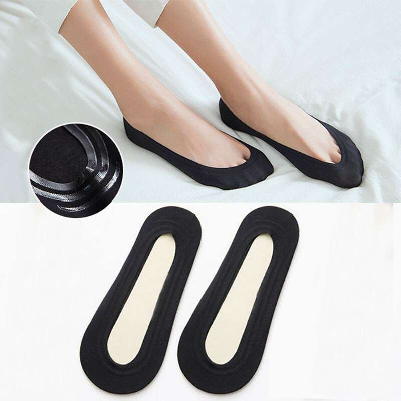 

2pairs Plain Invisible Socks, Black