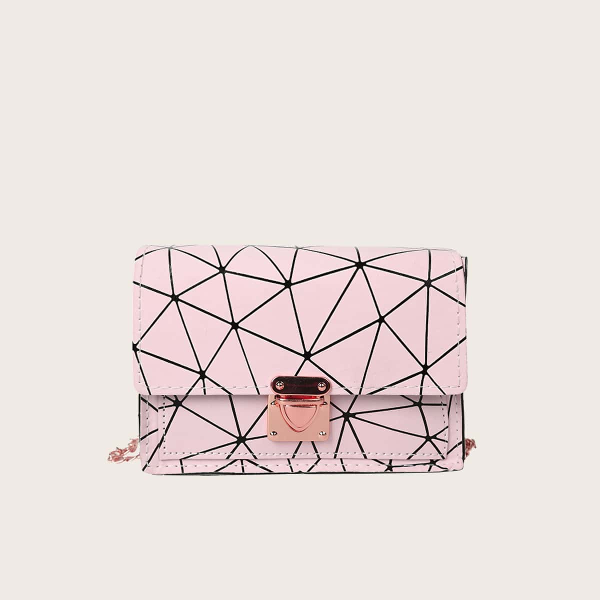 

Geo Chain Crossbody Bag, Pastel baby pink
