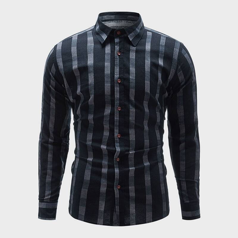 

Guys Stripe Button Up Shirt, Black
