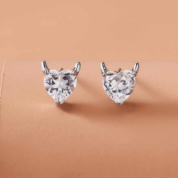 

Rhinestone Decor Stud Earrings, White