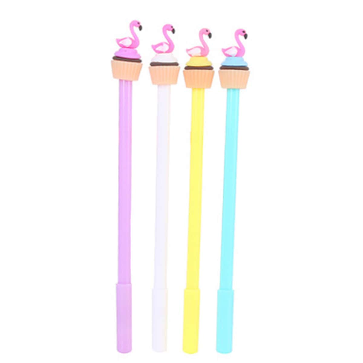 

4pcs Swan Decor Gel Pen, Multicolor