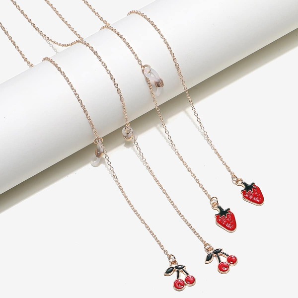 

2pcs Fruit Decor Glasses Chain, Gold