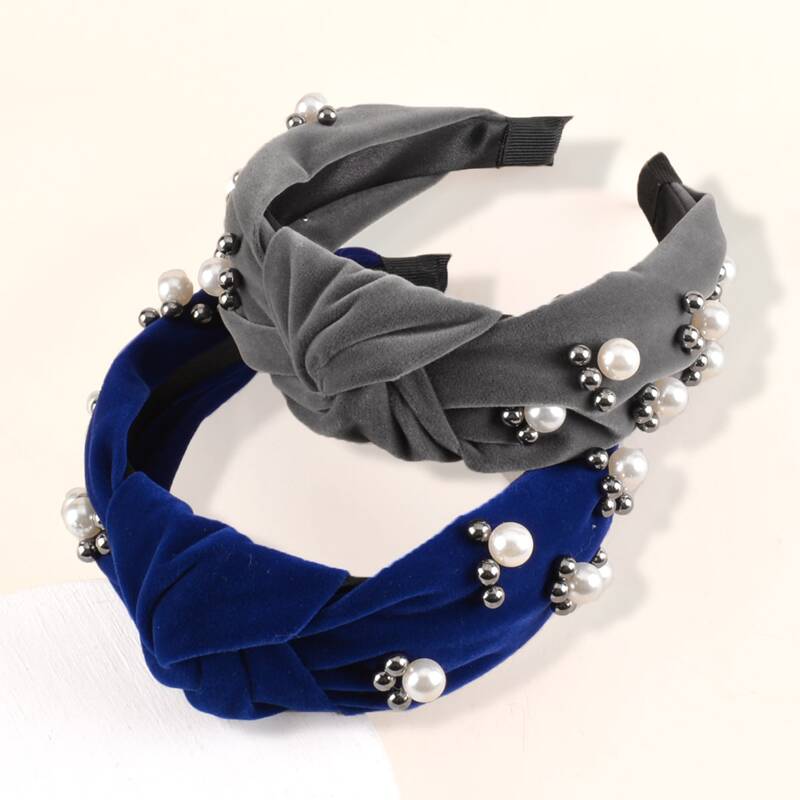 

2pcs Faux Pearl Decor Hair Hoop, Multicolor