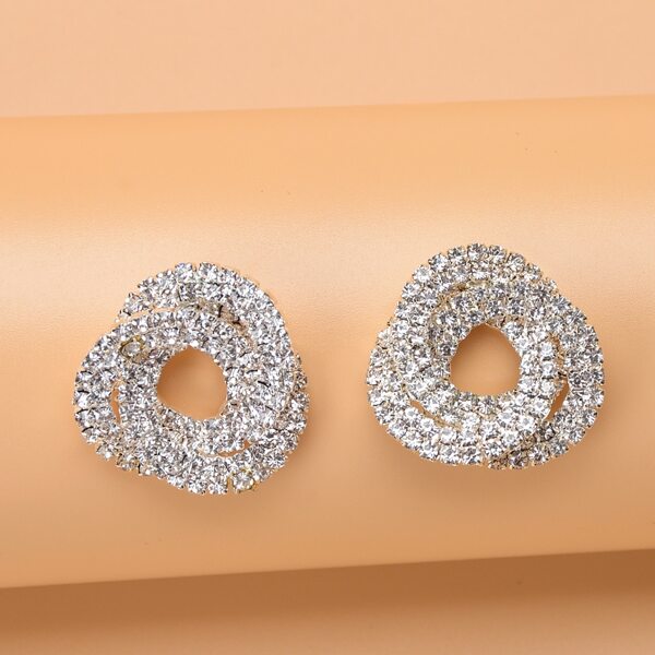 

Rhinestone Decor Stud Earrings, Silver