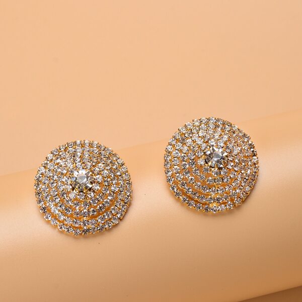 

Rhinestone Round Decor Stud Earrings, Gold