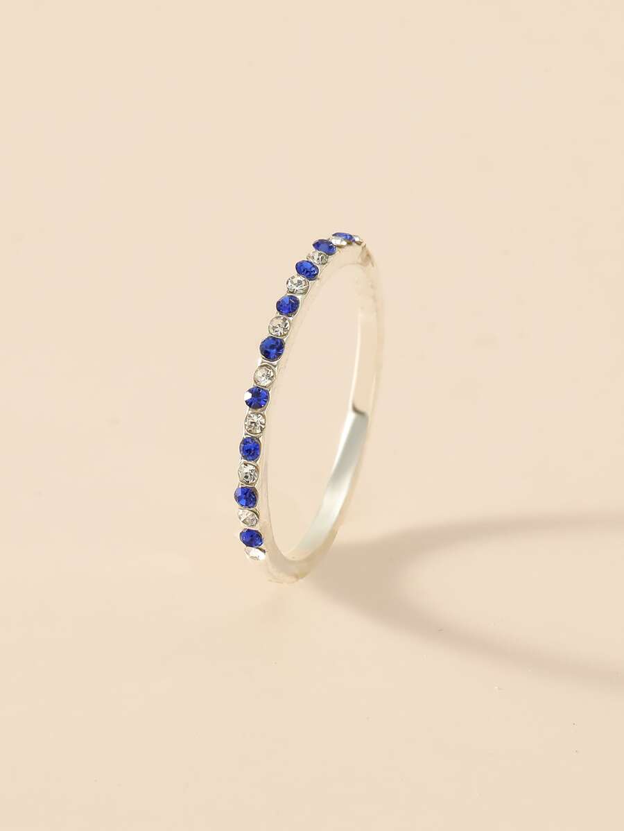 Anillo con diamante de imitación - Azul - Ver 1