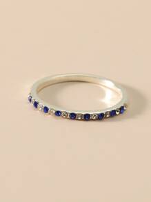 Anillo con diamante de imitación - Azul - Ver 2