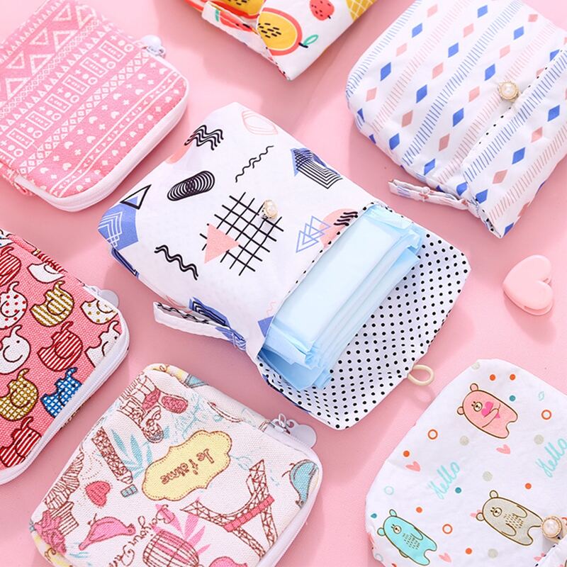 

1pc Random Pattern Sanitary Napkin Bag, Multicolor