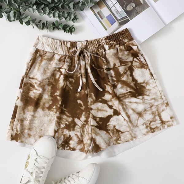 

Drawstring Waist Tie Dye Shorts, Multicolor