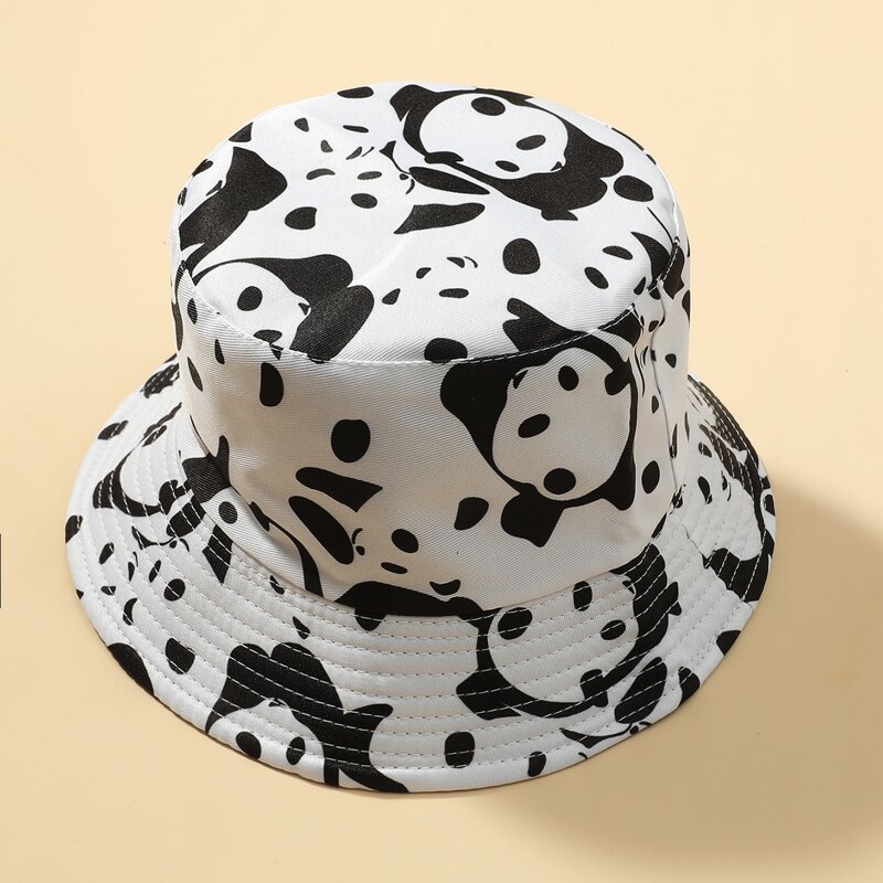 

Panda Print Bucket Hat, Black and white