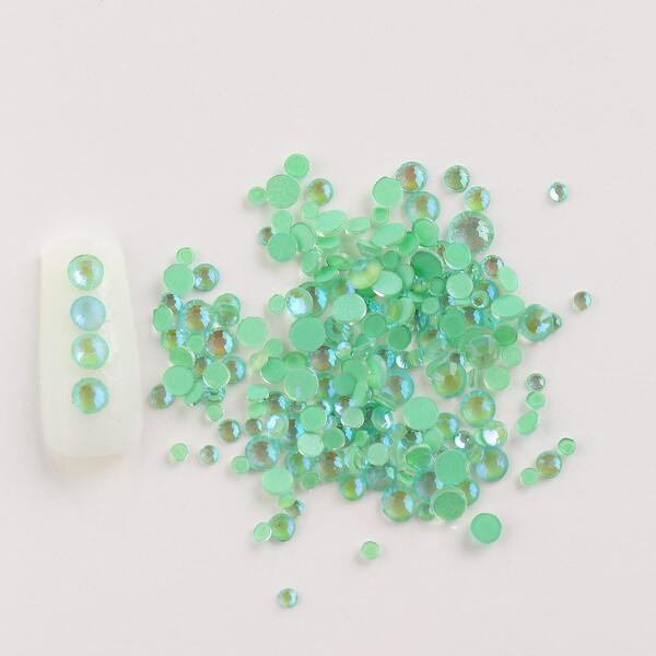 

1pack Nail Art Fluorescent Rhinestone Decoration, Green