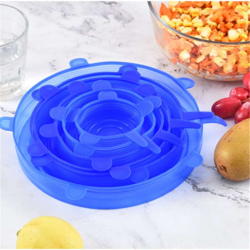 

6pcs Silicone Fresh Cover Set, Blue