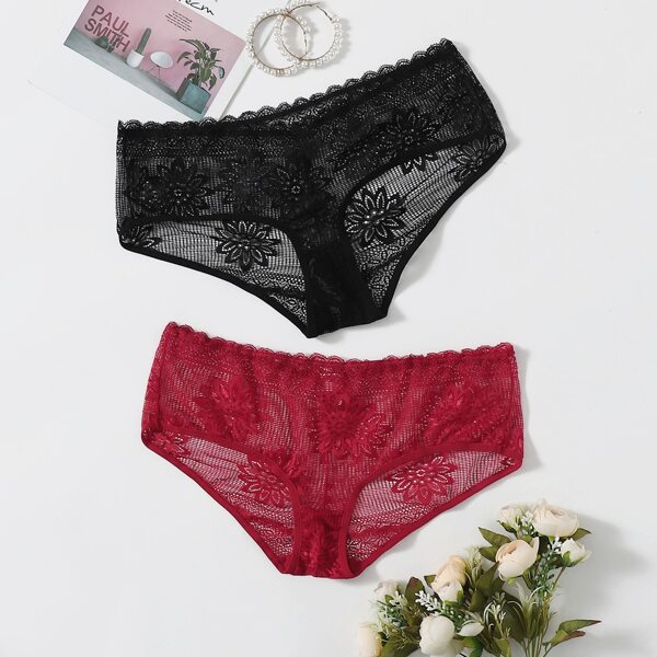 

2pack Plus Floral Lace Panty Set, Multicolor