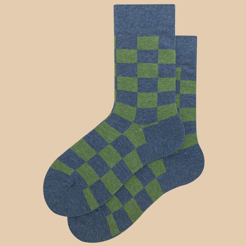 

Guys Plaid Pattern Socks, Navy blue