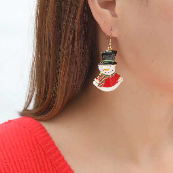 

Christmas Snowman Charm Drop Earrings, Multicolor