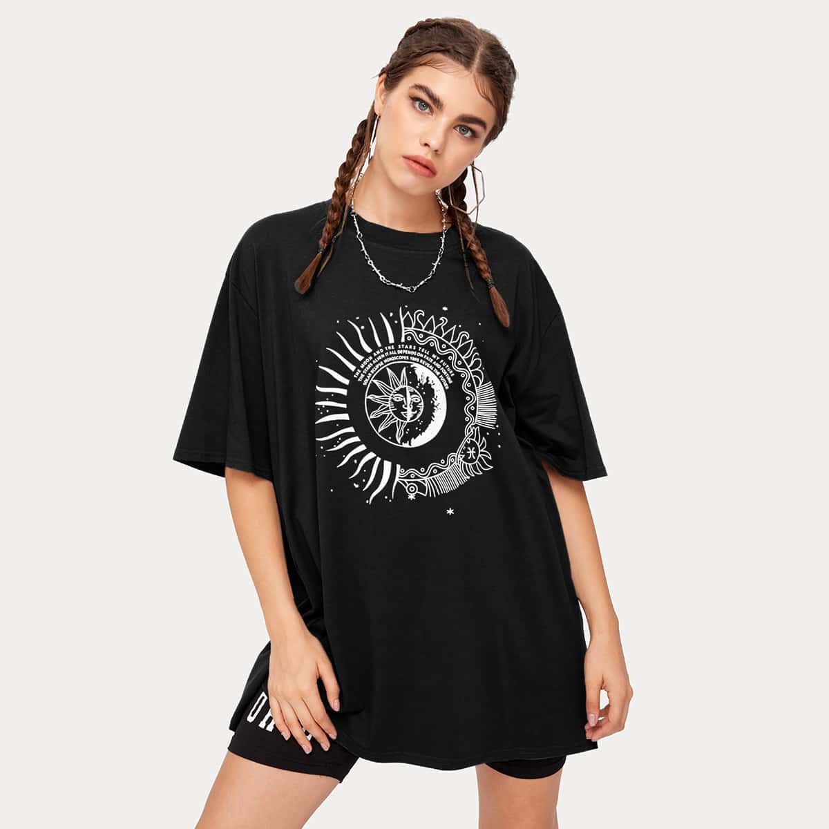 

Sun Graphic Oversized Tee, Black