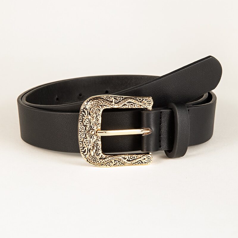 

Dragon Engraved Buckle Belt, Black