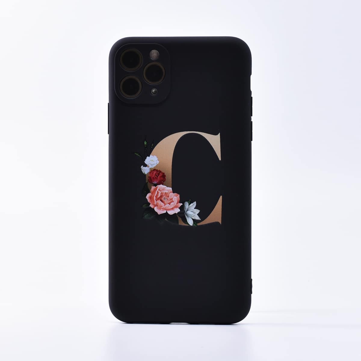 

Floral Letter Graphic iPhone Case, Black