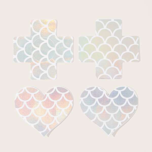 

2pairs Fish Scales Nipple Cover, Multicolor