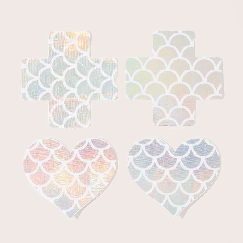 

2pairs Fish Scales Nipple Cover, Multicolor