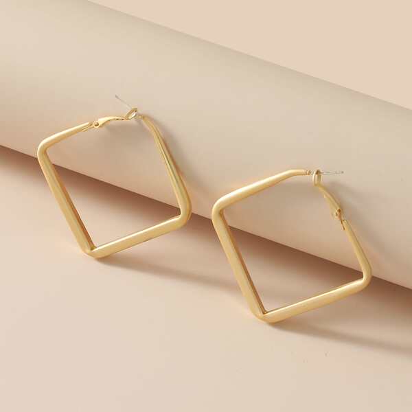 

Simple Square Hoop Earrings, Gold