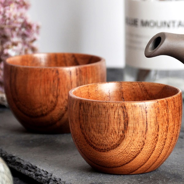 

1pc Wooden Tea Cup, Brown