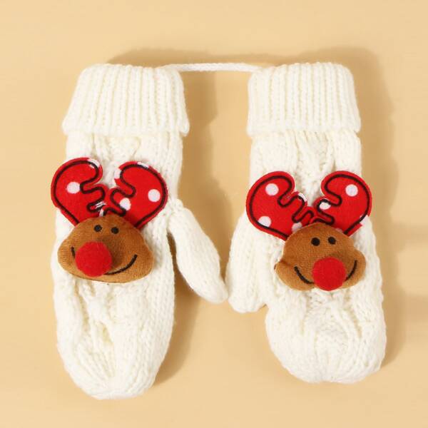 

Girls Christmas Gloves, White