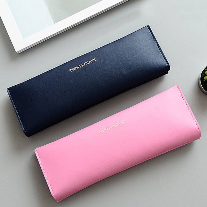 

1pc Random Color PU Pencil Case, Multicolor