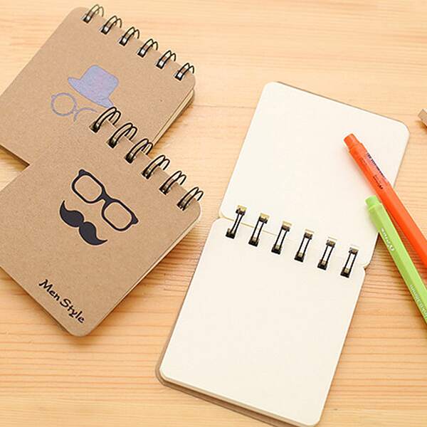 

2pcs Random Pattern Spiral Notepad, Brown