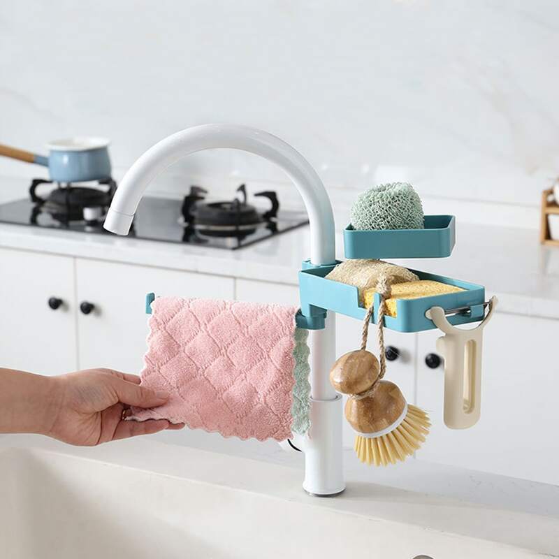 

Multifunction Drain Storage Rack, Blue